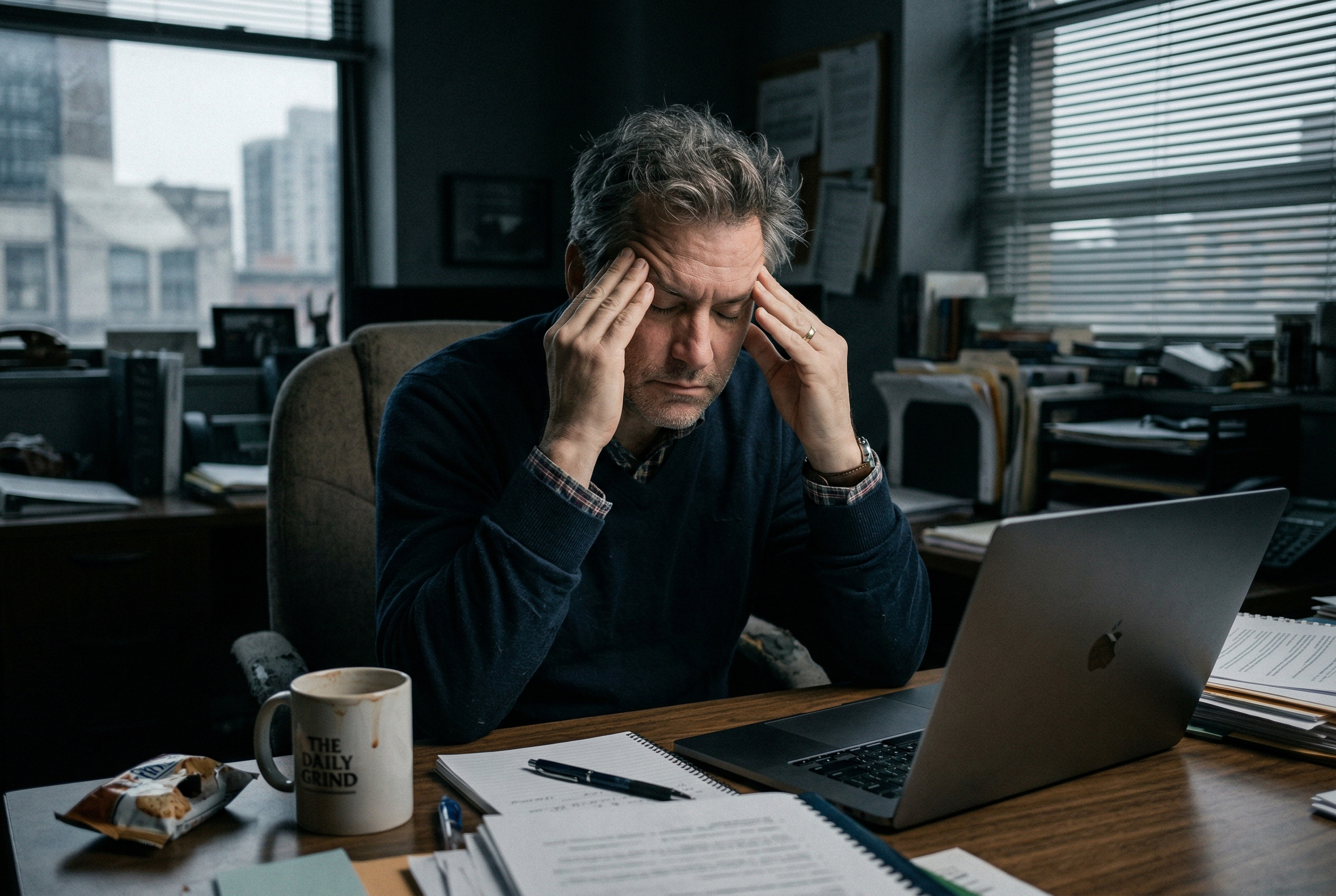 Man experiencing afternoon fatigue and brain fog